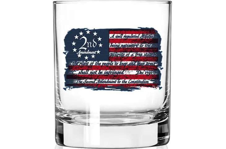 2 Monkey Trading 2nd Amendment Flag Whiskey Glass